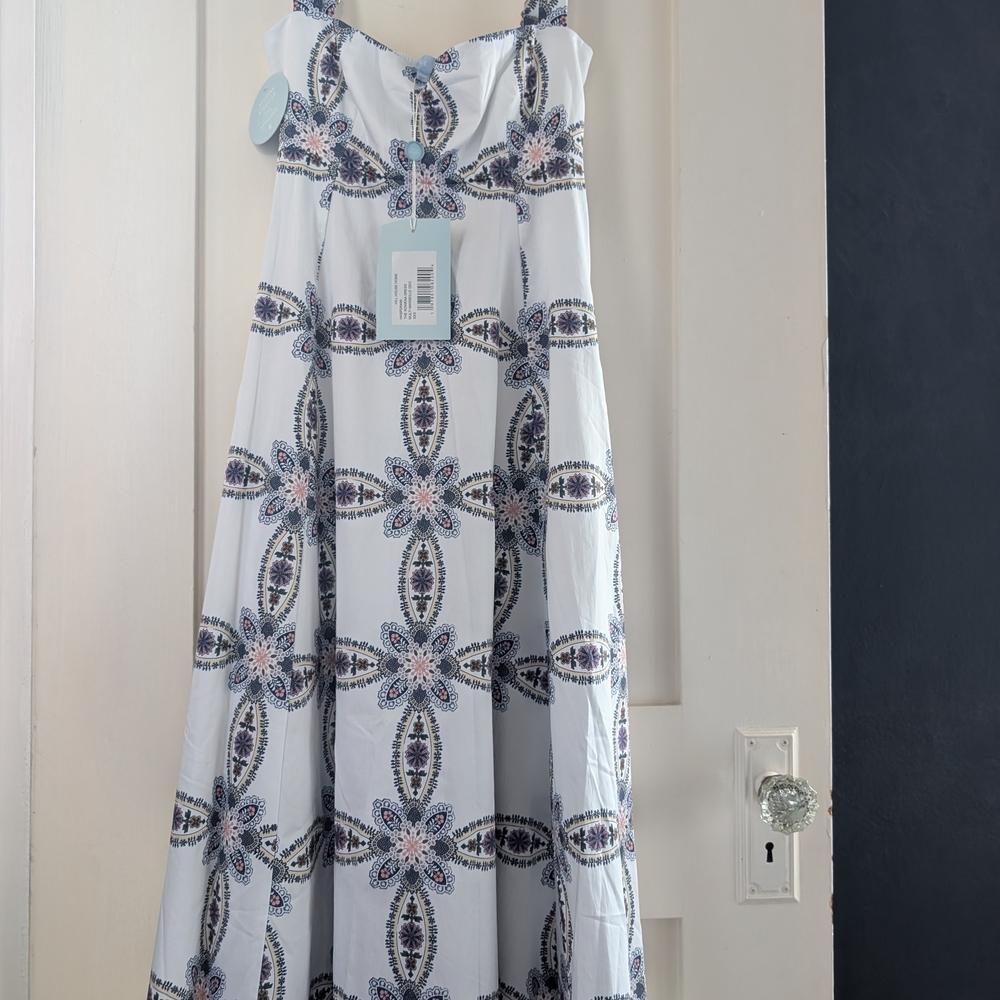 The Rowena Dress - Marseille Geo Cotton Sateen